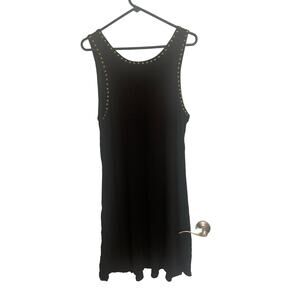 Premise Black Knit Flared Tank Dress w/Brass Studded Neckline/Armholes Sz PL A07